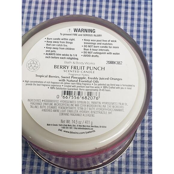 BBW Berry Fruit Punch Large 3 Wick 14.5oz Candle - Picture 2 of 2